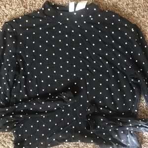 H&M long sleeve mock neck polka dot crop top
